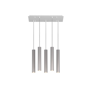 Lampadario Industrial-Minimal Xeana Metallo Bianco Alluminio 5 Luci Gu10