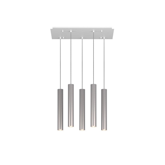 Lampadario Industrial-Minimal Xeana Metallo Bianco Alluminio 5 Luci Gu10