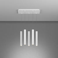 Lampadario Rettangolare Industrial-Minimal Xeana Metallo Bianco 5 Luci Gu10