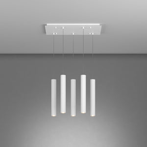 Lampadario Rettangolare Industrial-Minimal Xeana Metallo Bianco 5 Luci Gu10