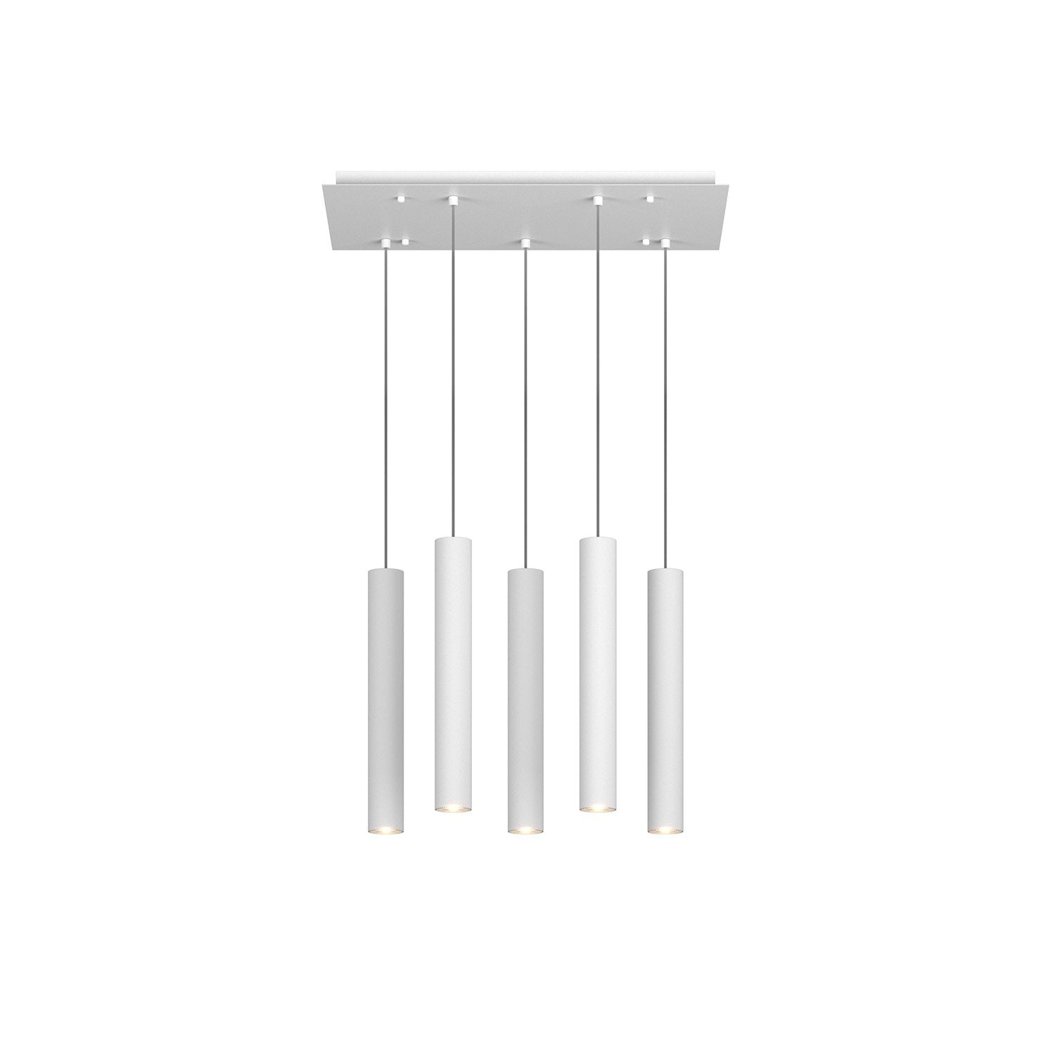 Lampadario Rettangolare Industrial-Minimal Xeana Metallo Bianco 5 Luci Gu10