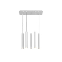 Lampadario Rettangolare Industrial-Minimal Xeana Metallo Bianco 5 Luci Gu10