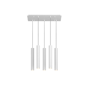 Lampadario Rettangolare Industrial-Minimal Xeana Metallo Bianco 5 Luci Gu10