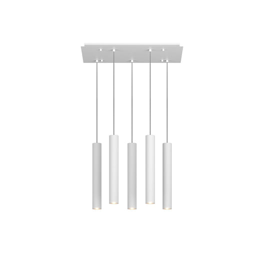 Lampadario Rettangolare Industrial-Minimal Xeana Metallo Bianco 5 Luci Gu10