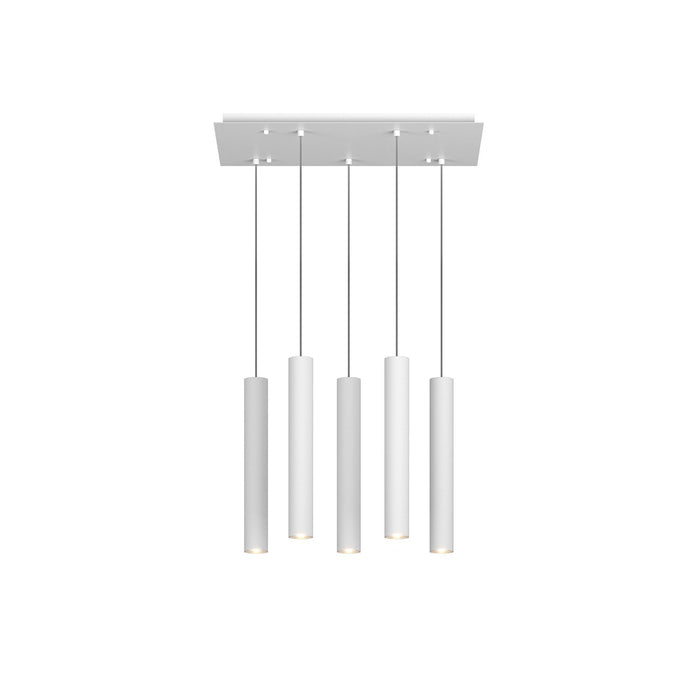 Lampadario Rettangolare Industrial-Minimal Xeana Metallo Bianco 5 Luci Gu10