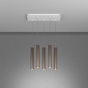 Lampadario Industrial-Minimal Xeana Metallo Bianco Bronzo 5 Luci Gu10