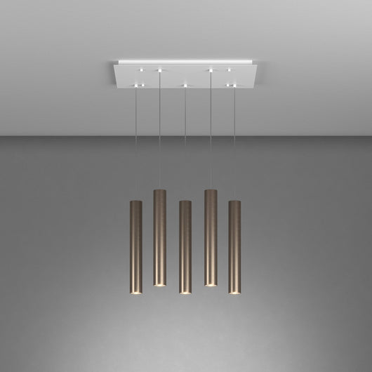 Lampadario Industrial-Minimal Xeana Metallo Bianco Bronzo 5 Luci Gu10