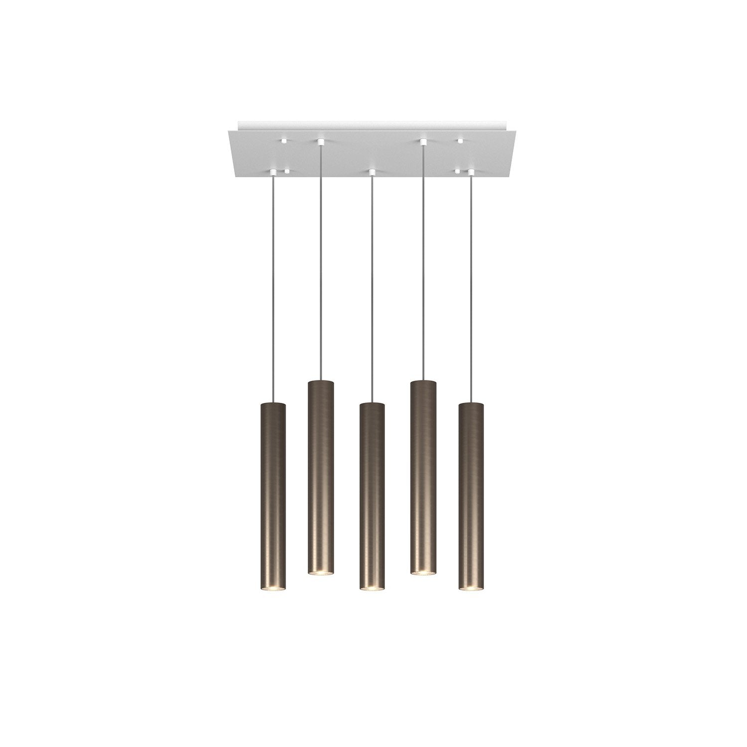 Lampadario Industrial-Minimal Xeana Metallo Bianco Bronzo 5 Luci Gu10