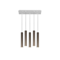 Lampadario Industrial-Minimal Xeana Metallo Bianco Bronzo 5 Luci Gu10