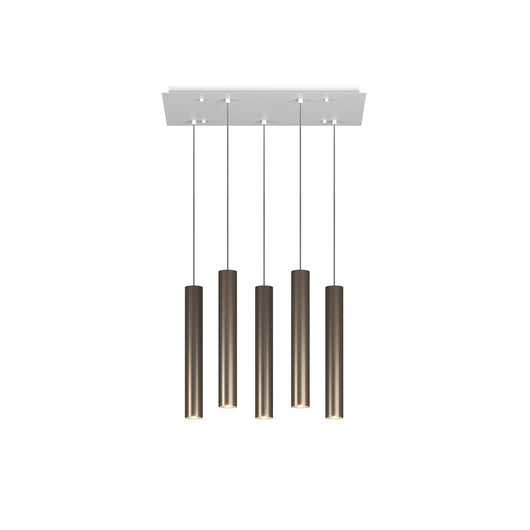 Lampadario Industrial-Minimal Xeana Metallo Bianco Bronzo 5 Luci Gu10
