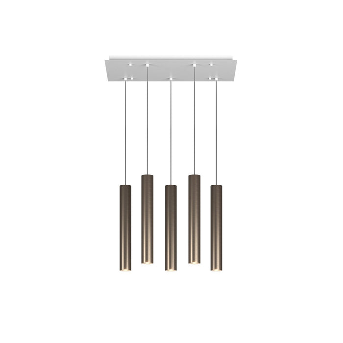 Lampadario Industrial-Minimal Xeana Metallo Bianco Bronzo 5 Luci Gu10