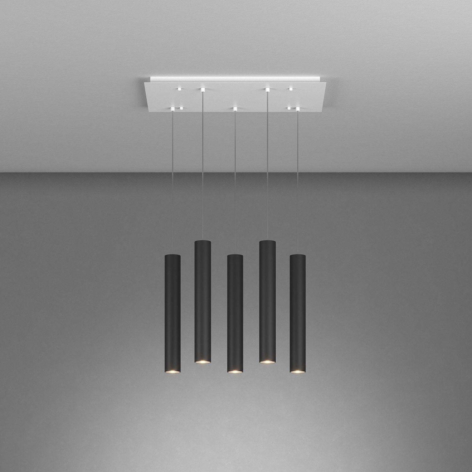 Lampadario Industrial-Minimal Xeana Metallo Bianco Nero 5 Luci Gu10