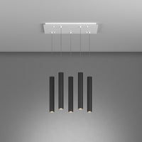 Lampadario Industrial-Minimal Xeana Metallo Bianco Nero 5 Luci Gu10