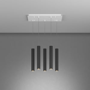 Lampadario Industrial-Minimal Xeana Metallo Bianco Nero 5 Luci Gu10