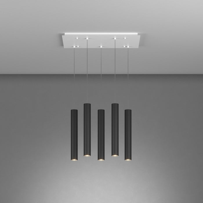 Lampadario Industrial-Minimal Xeana Metallo Bianco Nero 5 Luci Gu10