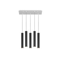 Lampadario Industrial-Minimal Xeana Metallo Bianco Nero 5 Luci Gu10