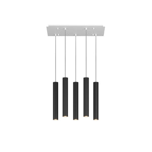 Lampadario Industrial-Minimal Xeana Metallo Bianco Nero 5 Luci Gu10
