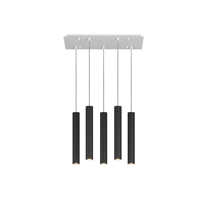 Lampadario Industrial-Minimal Xeana Metallo Bianco Nero 5 Luci Gu10