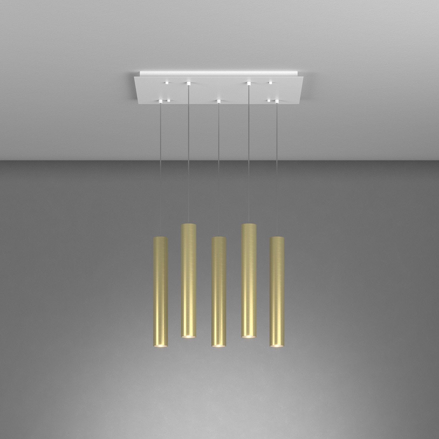 Lampadario Industrial-Minimal Xeana Metallo Bianco Ottone 5 Luci Gu10