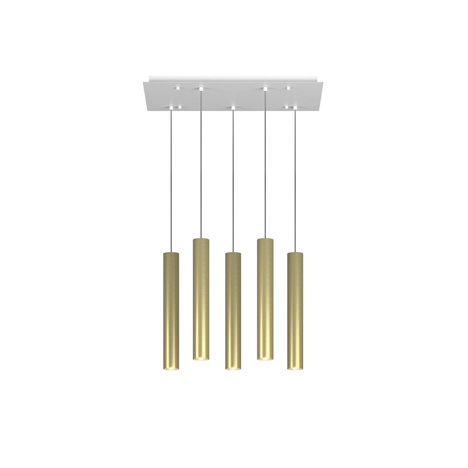 Lampadario Industrial-Minimal Xeana Metallo Bianco Ottone 5 Luci Gu10