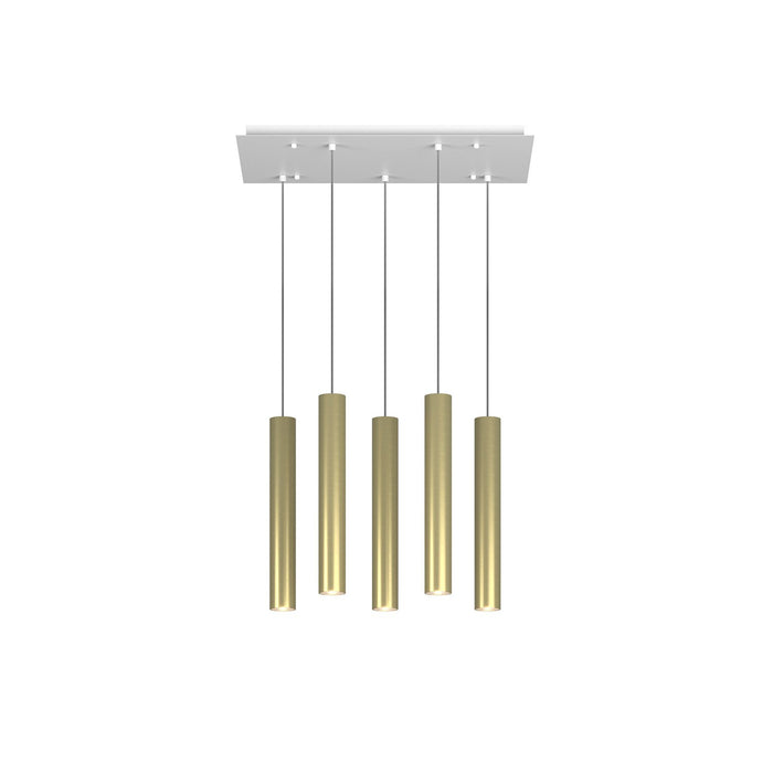 Lampadario Industrial-Minimal Xeana Metallo Bianco Ottone 5 Luci Gu10