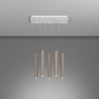 Lampadario Industrial-Minimal Xeana Metallo Bianco Marrone 5 Luci Gu10