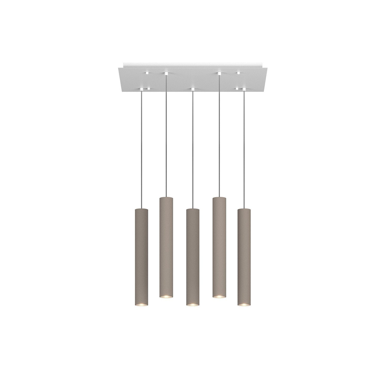 Lampadario Industrial-Minimal Xeana Metallo Bianco Marrone 5 Luci Gu10