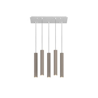 Lampadario Industrial-Minimal Xeana Metallo Bianco Marrone 5 Luci Gu10