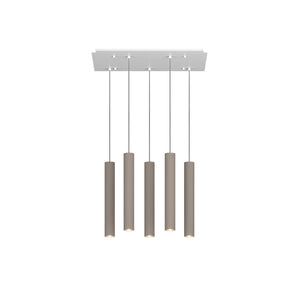 Lampadario Industrial-Minimal Xeana Metallo Bianco Marrone 5 Luci Gu10