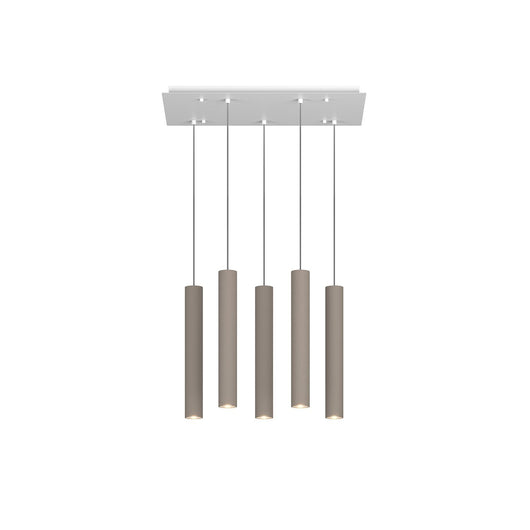 Lampadario Industrial-Minimal Xeana Metallo Bianco Marrone 5 Luci Gu10