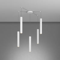 Lampadario Industrial-Minimal Xeana Metallo Bianco 5 Luci Gu10
