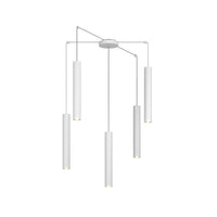 Lampadario Industrial-Minimal Xeana Metallo Bianco 5 Luci Gu10