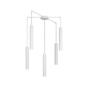 Lampadario Industrial-Minimal Xeana Metallo Bianco 5 Luci Gu10