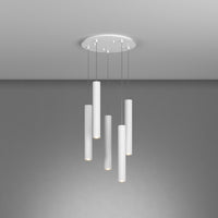 Lampadario Tondo Industrial-Minimal Xeana Metallo Bianco 5 Luci Gu10
