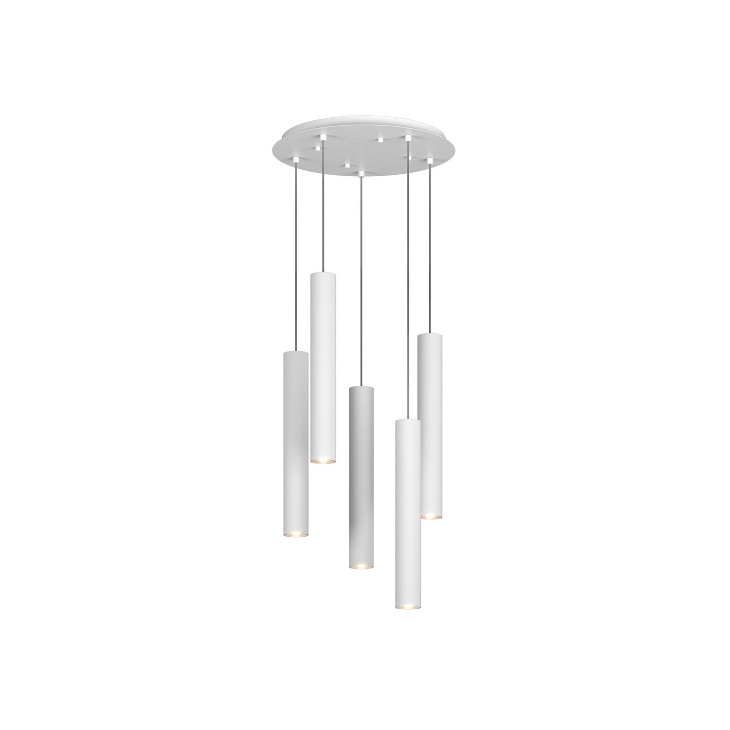 Lampadario Tondo Industrial-Minimal Xeana Metallo Bianco 5 Luci Gu10