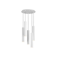 Lampadario Tondo Industrial-Minimal Xeana Metallo Bianco 5 Luci Gu10
