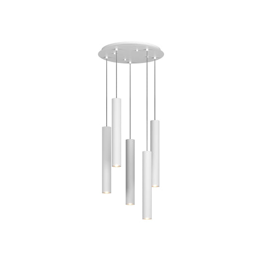 Lampadario Tondo Industrial-Minimal Xeana Metallo Bianco 5 Luci Gu10