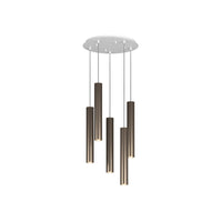 Lampadario Tondo Industrial-Minimal Xeana Metallo Bianco Bronzo 5 Luci Gu10