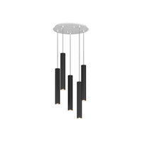 Lampadario Tondo Industrial-Minimal Xeana Metallo Bianco Nero 5 Luci Gu10