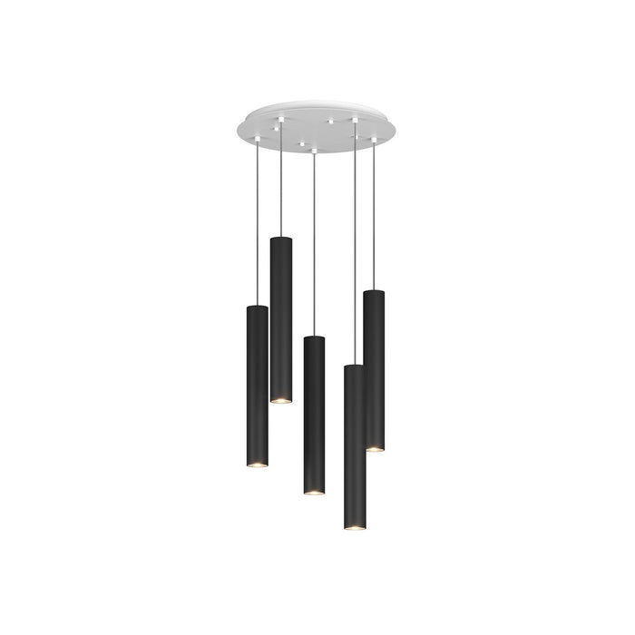 Lampadario Tondo Industrial-Minimal Xeana Metallo Bianco Nero 5 Luci Gu10
