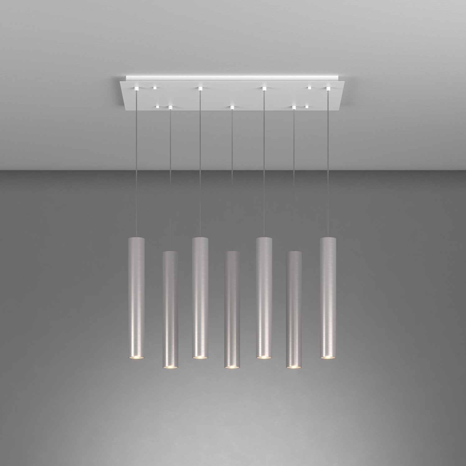 Lampadario Industrial-Minimal Xeana Metallo Bianco Alluminio 7 Luci Gu10