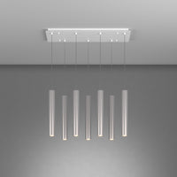 Lampadario Industrial-Minimal Xeana Metallo Bianco Alluminio 7 Luci Gu10