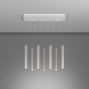 Lampadario Industrial-Minimal Xeana Metallo Bianco Alluminio 7 Luci Gu10