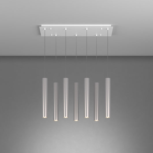 Lampadario Industrial-Minimal Xeana Metallo Bianco Alluminio 7 Luci Gu10