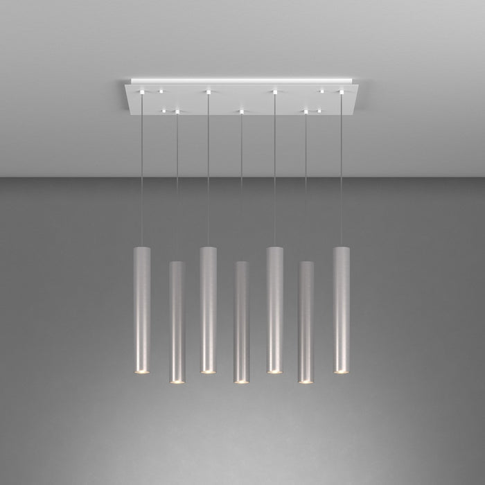 Lampadario Industrial-Minimal Xeana Metallo Bianco Alluminio 7 Luci Gu10