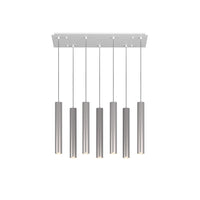Lampadario Industrial-Minimal Xeana Metallo Bianco Alluminio 7 Luci Gu10