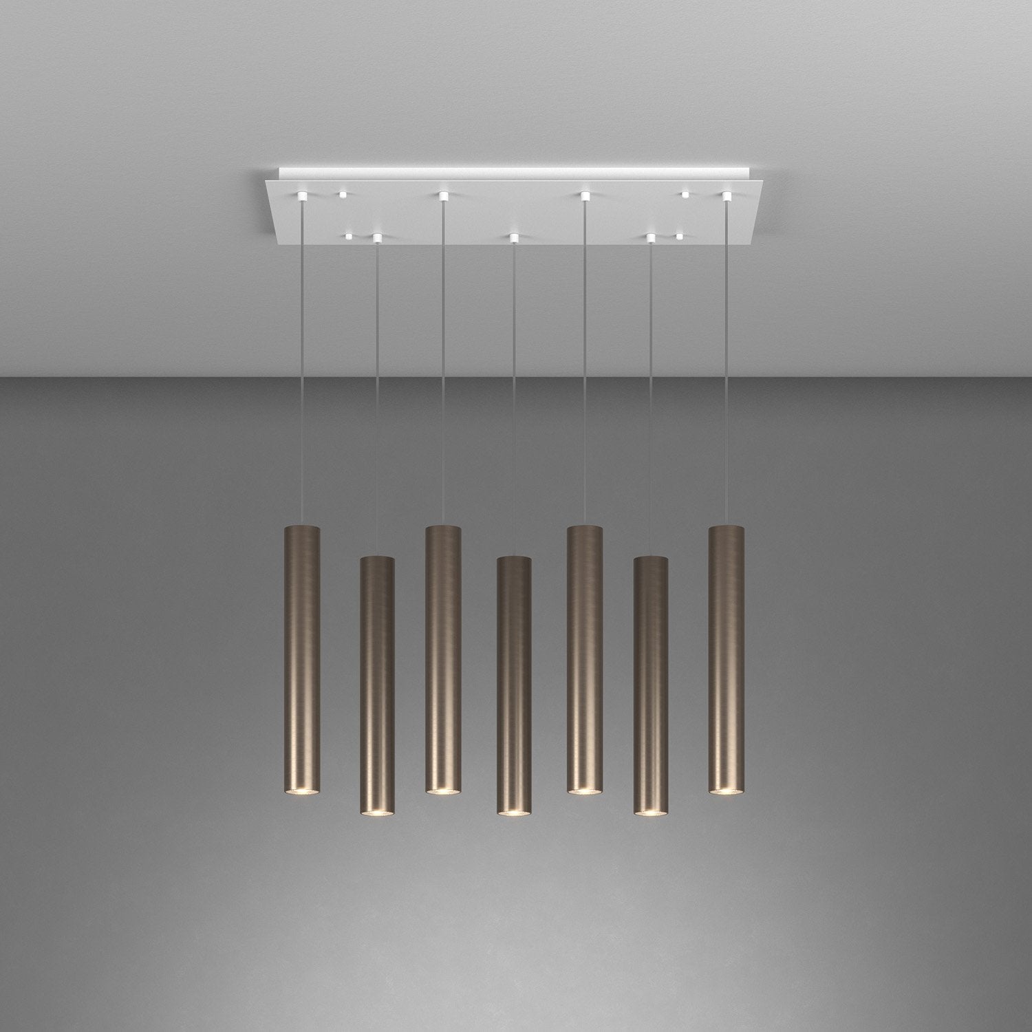 Lampadario Industrial-Minimal Xeana Metallo Bianco Bronzo 7 Luci Gu10