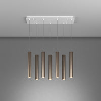 Lampadario Industrial-Minimal Xeana Metallo Bianco Bronzo 7 Luci Gu10