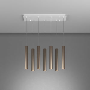 Lampadario Industrial-Minimal Xeana Metallo Bianco Bronzo 7 Luci Gu10