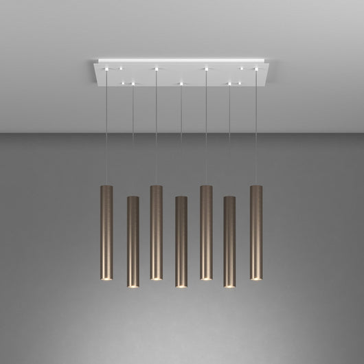 Lampadario Industrial-Minimal Xeana Metallo Bianco Bronzo 7 Luci Gu10